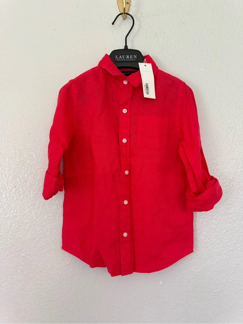 New Janie and Jack Toddler Summer Linen Button Down Shirt Size: 5